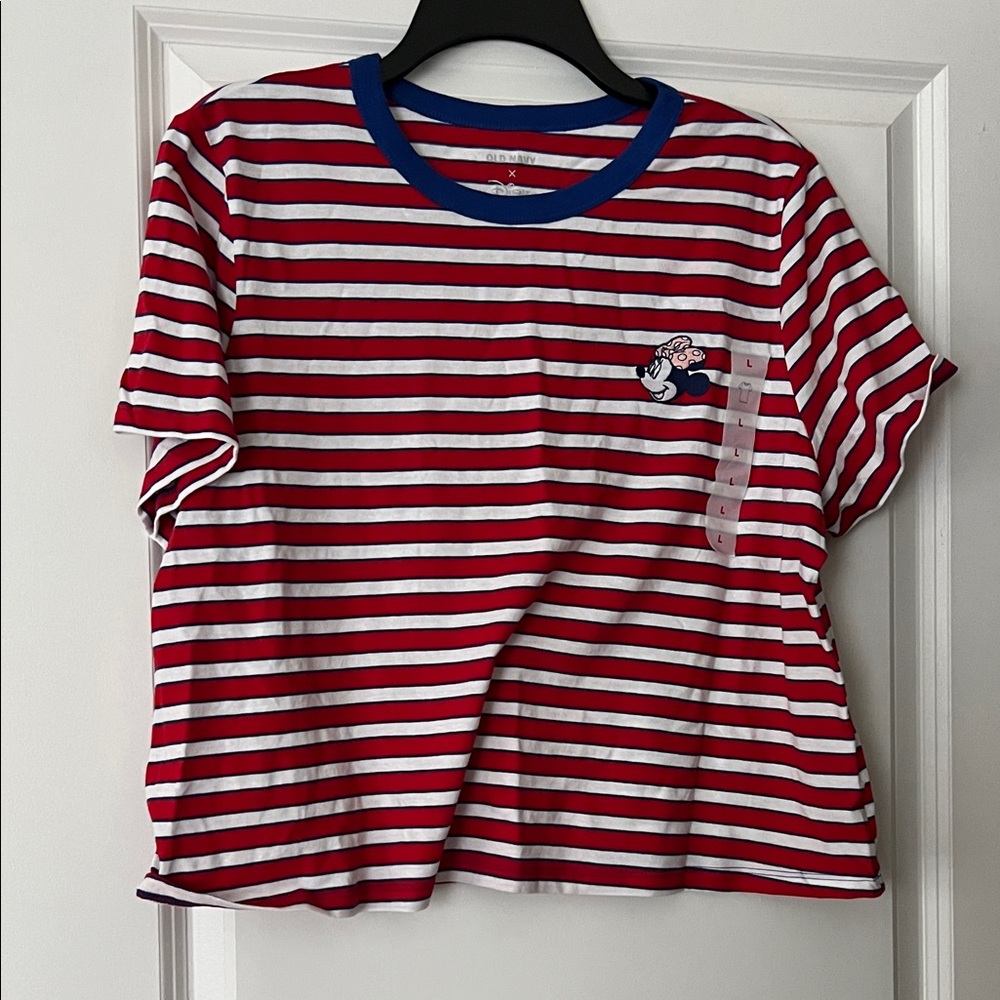 Old Navy Disney Minnie Striped Red and White T-Shirt